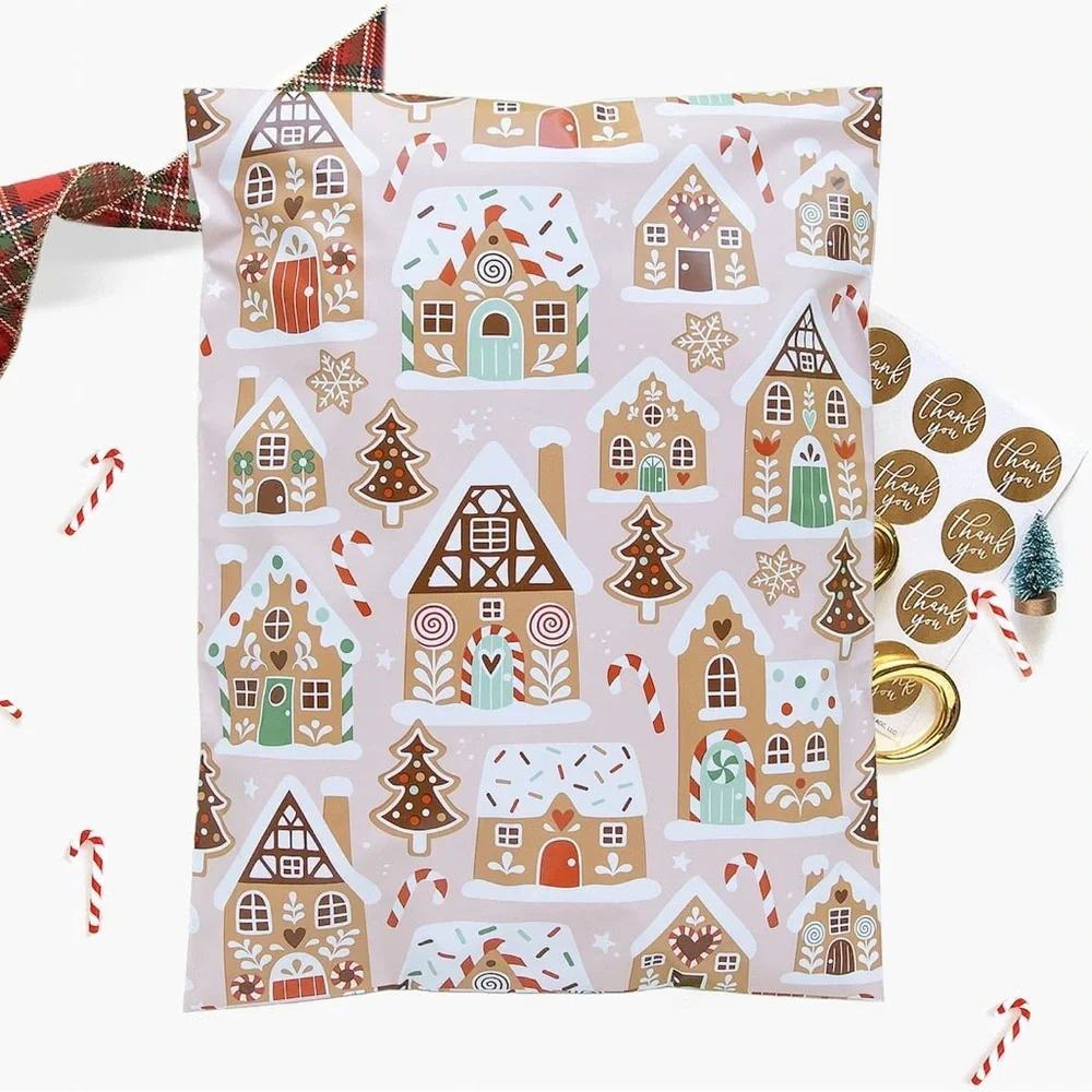 Gingerbread Village 14x17 Poly Mailers 25 Pack